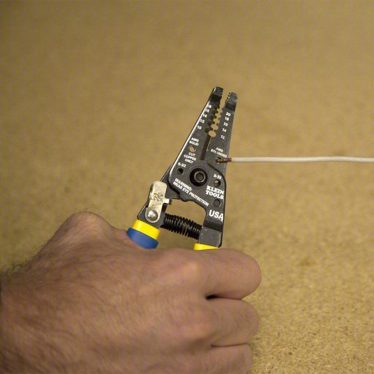 Klein 11055 Wire Stripper 18 AWG to 10 AWG, 7 1/8 in Overall Lg, Std Cushion Grip, 20 AWG to 12 AWG, 6 - 8 in