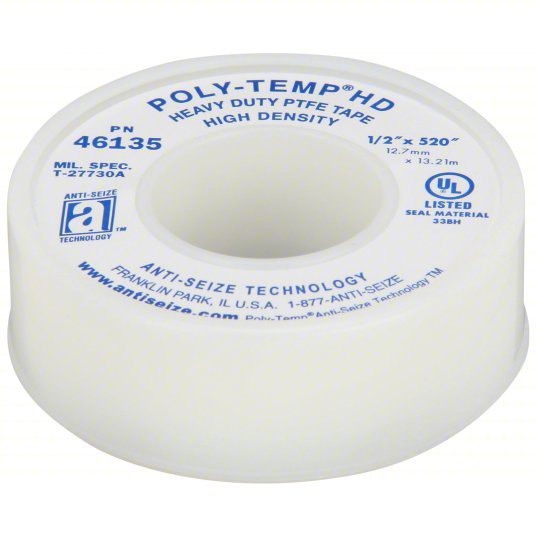 Anti-Seize 46135 Thread Sealant Tape POLY-TEMP® HD, High Density, 1/2 in x 43 ft, White