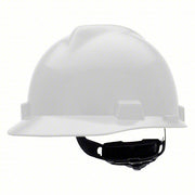 MSA 475358 Hard Hat White, No Graphics, Ratchet (4-Point), Polyethylene, Side-Slots