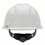 MSA 475358 Hard Hat White, No Graphics, Ratchet (4-Point), Polyethylene, Side-Slots