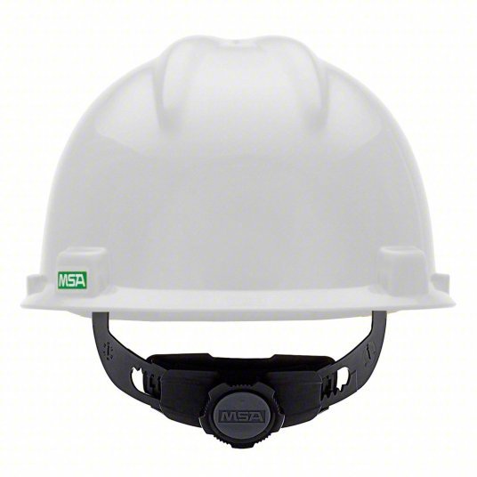 MSA 475358 Hard Hat White, No Graphics, Ratchet (4-Point), Polyethylene, Side-Slots