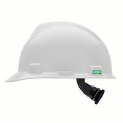 MSA 475358 Hard Hat White, No Graphics, Ratchet (4-Point), Polyethylene, Side-Slots