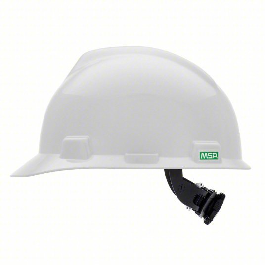 MSA 475358 Hard Hat White, No Graphics, Ratchet (4-Point), Polyethylene, Side-Slots