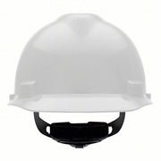 MSA 475358 Hard Hat White, No Graphics, Ratchet (4-Point), Polyethylene, Side-Slots