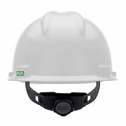 MSA C217091 Hard Hat: White, No Graphics, Ratchet (4-Point), Ratchet, Polyethylene, Side-Slots, Solid