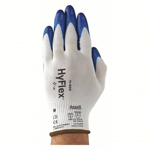 Hyflex 11-900 Coated Gloves M ( 8 ), Smooth, Nitrile, Palm, Dipped, ANSI Abrasion Level 4, Knit Cuff, 1 PR