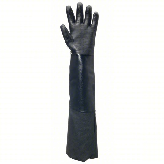 Alphatec 19-026 Chemical Resistant Gloves 85 mil Glove Thick, 26 in Glove Lg, Black, 8 Glove Size, 1 PR