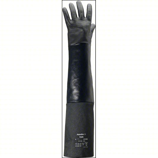Alphatec 19-026 Chemical Resistant Gloves 85 mil Thick, 26 in Glove Lg, Black, 10 Glove Size, 1 PR