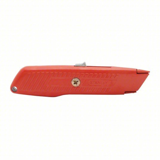 Stanley 10-189C Safety Knife 6 in Overall Lg, Textured, 1 1/4 in Overall Wd, Aluminum, Orange