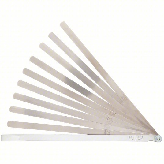 Proto J000SL Long-Blade Feeler Gauge Set Inch, 12 Feeler Blades, 0.001 in to 0.02 in Thick Range