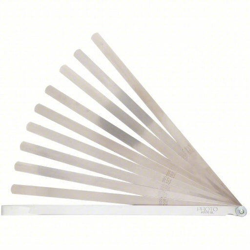 Proto J000SL Long-Blade Feeler Gauge Set Inch, 12 Feeler Blades, 0.001 in to 0.02 in Thick Range