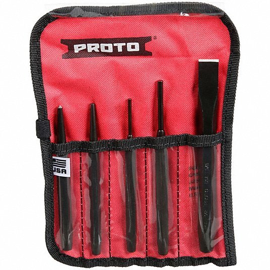 Proto J3S2 Punch and Chisel Set, 5 Pieces, Steel