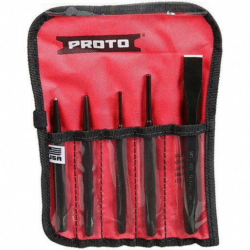 Proto J3S2 Punch and Chisel Set, 5 Pieces, Steel