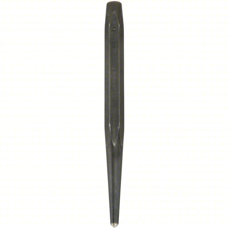 Proto J413/8 Center Punch 3/8 in Tip Size, Hexagon, 5 in Overall Lg, Plain Grip, Pouch, 3/8 in, 3/8 in Shank Wd