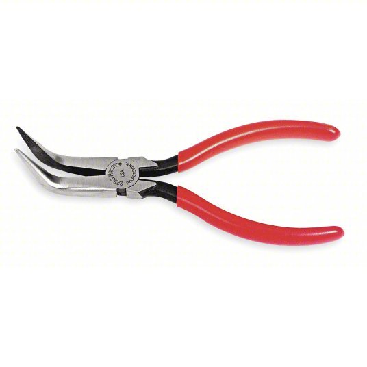 Proto J225G Bent Needle Nose Plier 1 1/4 in Max Jaw Opening, 6 1/2 in Overall Lg, 1 5/8 in Jaw Lg, Serrated