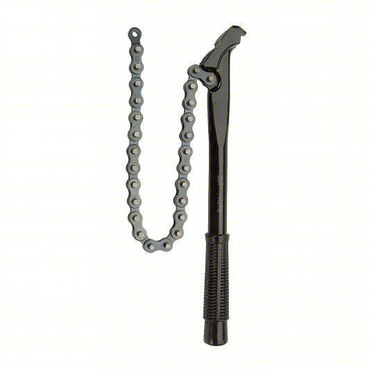 Proto J801 Chain Wrench Satin, For 4 in Outside Dia, 16 1/2 in Chain Lg, 16 1/2 in Handle Lg, Steel