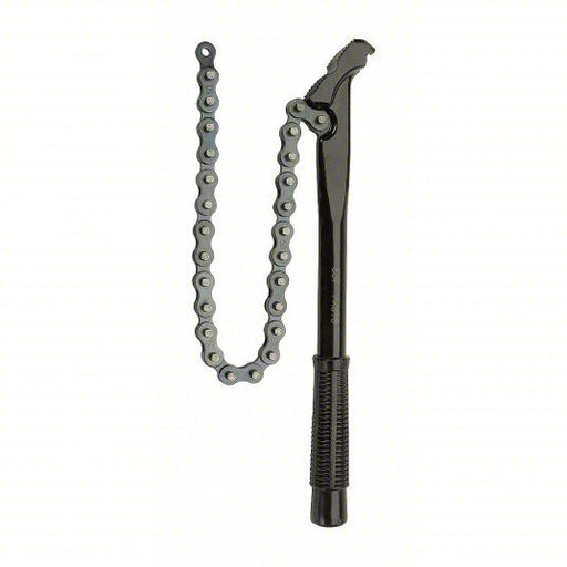 Proto J801 Chain Wrench Satin, For 4 in Outside Dia, 16 1/2 in Chain Lg, 16 1/2 in Handle Lg, Steel