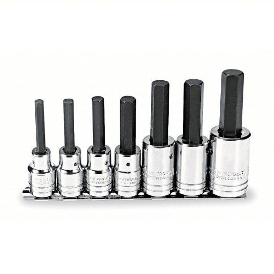 Proto J5441-7 Socket Bit Set 1/2 in Drive Size, 7 Pieces, 1/4 in to 5/8 in Range of Tip Sizes, SAE