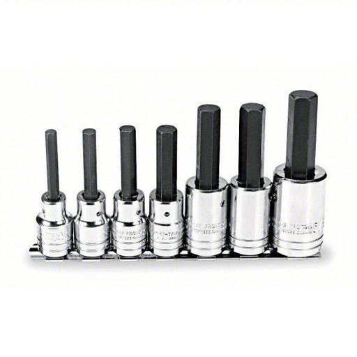 Proto J5441-7 Socket Bit Set 1/2 in Drive Size, 7 Pieces, 1/4 in to 5/8 in Range of Tip Sizes, SAE