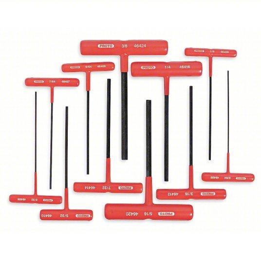 Proto J4968 Hex Key Set SAE, Long, 11 Pieces, Black Oxide, 1 Tips, 6 in