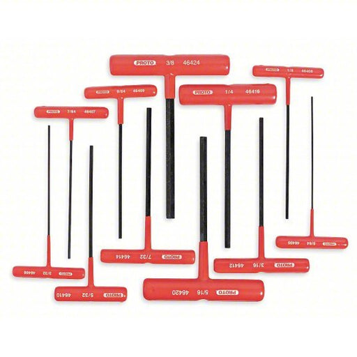 Proto J4968 Hex Key Set SAE, Long, 11 Pieces, Black Oxide, 1 Tips, 6 in