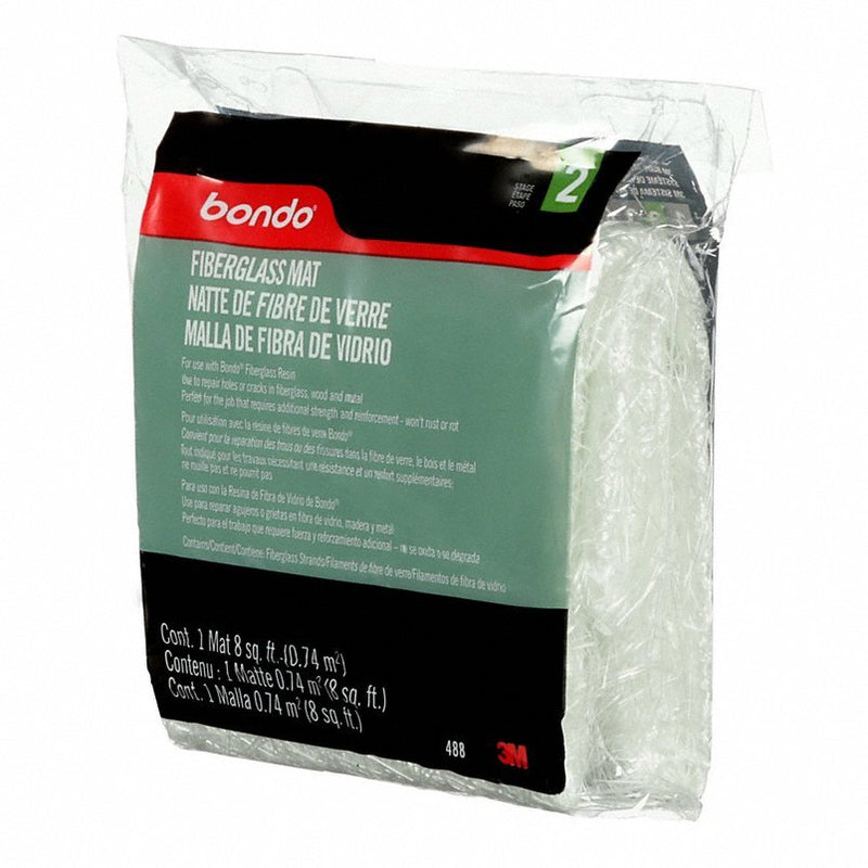 Bondo 488 Fiberglass Mat, 8 sq ft, Bag, White