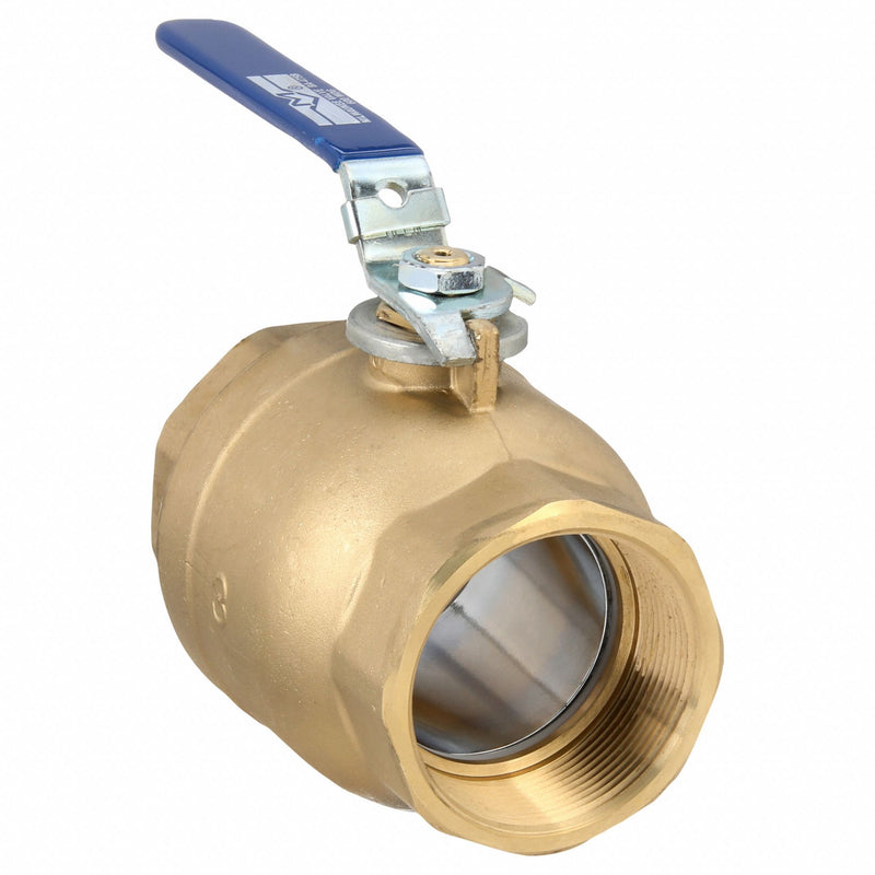 Milwaukee Valve 3" BA-475BLL Manual Two-Way Ball Valve, 3 in, Brass, Straight, FNPT x FNPT, Full Port Ball Port