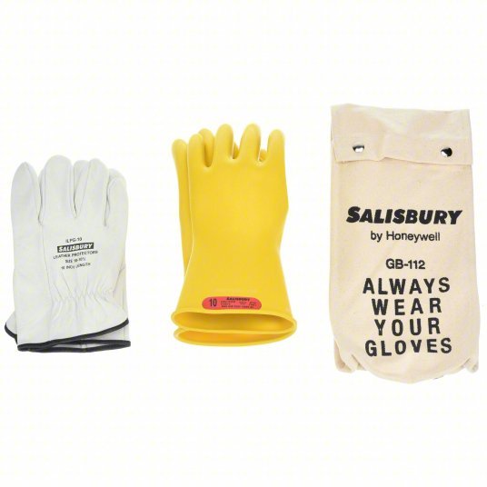 Salisbury GK011Y/10 Electrical Glove Kit: 1000V AC / 1500V DC, 11 in Glove Lg, Yellow, Type I, 1 PR