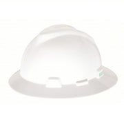 MSA 475369 Hard Hat White, No Graphics, Ratchet (4-Point), Polyethylene, Side-Slots, MSA, Basic Colors, V-Gard