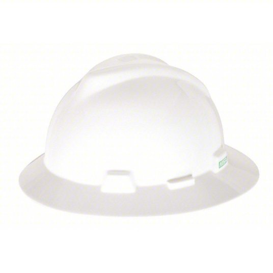 MSA 475369 Hard Hat White, No Graphics, Ratchet (4-Point), Polyethylene, Side-Slots, MSA, Basic Colors, V-Gard