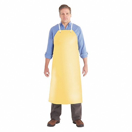 Alphatec 56-510 Bib Apron Nitrile, 19 mil Thick, Shin, Loop Strap, Tie, Yellow, Universal