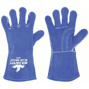 MCR Safety 4600 Welding Gloves Wing Thumb, Gauntlet Cuff, Premium, Blue Cowhide Blue Beast, 1 PR