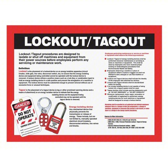 Accuform SP124479L Lockout Safety Poster 17 in x 22 in Nominal Sign Size, Clear Film Laminate, English
