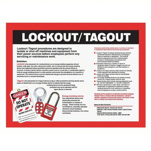 Accuform SP124479L Lockout Safety Poster 17 in x 22 in Nominal Sign Size, Clear Film Laminate, English
