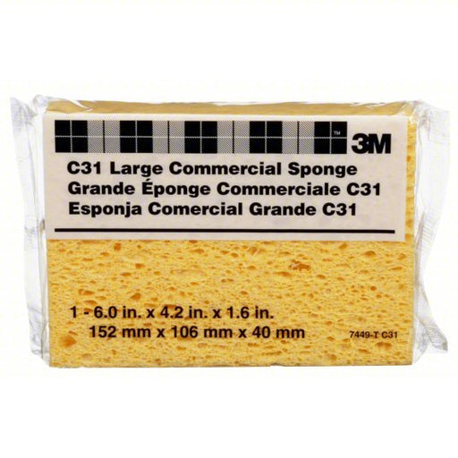 3M C31 Sponge Cellulose, 6 in Lg, 4 1/4 in Wd, 1 5/8 in Ht, Yellow, Antimicrobial - Redwood.KV3U163