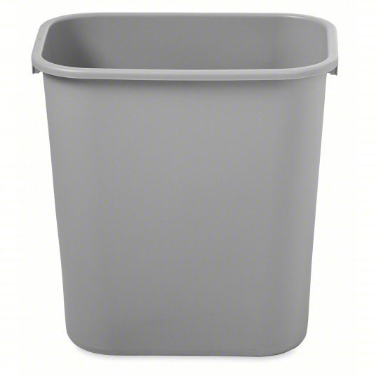 Rubbermaid FG295600GRAY Rectangular Wastebasket, 7 gal, LLDPE, Open Top, Plastic, Gray