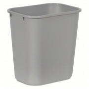 Rubbermaid FG295600GRAY Rectangular Wastebasket, 7 gal, LLDPE, Open Top, Plastic, Gray