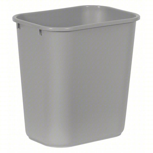 Rubbermaid FG295600GRAY Rectangular Wastebasket, 7 gal, LLDPE, Open Top, Plastic, Gray