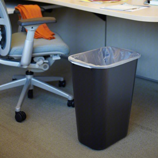 Rubbermaid FG295700BLA Wastebasket Rectangular, Black, 10 gal Capacity, 15 1/4 in Wd/Dia