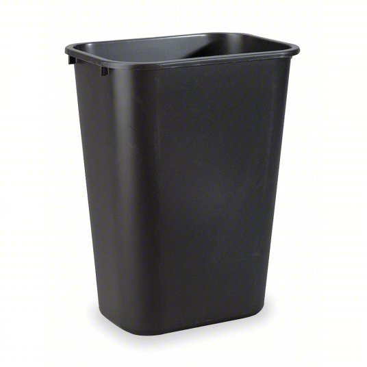 Rubbermaid FG295700BLA Wastebasket Rectangular, Black, 10 gal Capacity, 15 1/4 in Wd/Dia