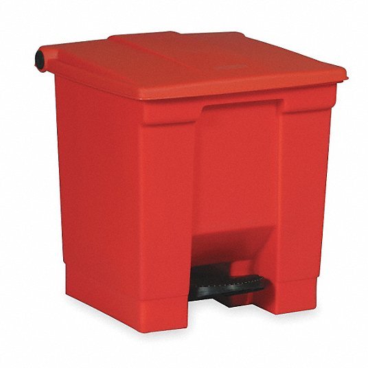 Rubbermaid FG614400RED 12 Gal HDPE Base/Polypropylene Lid Rectangular Trash Can, Red
