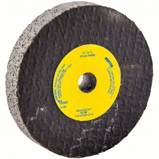 Norton 66243522417 Straight Grinding Wheel Type 1, 3" x 1/2" x 3/8", 57A24-PBRA