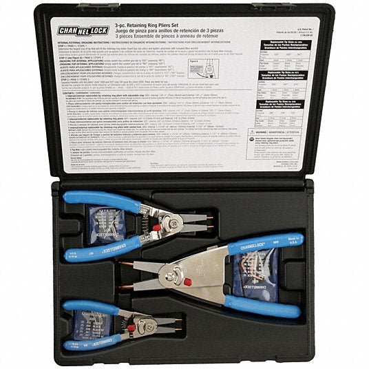 Channellock RT-3 Retaining Ring Plier Set, 15, 90 Deg, 3 pcs