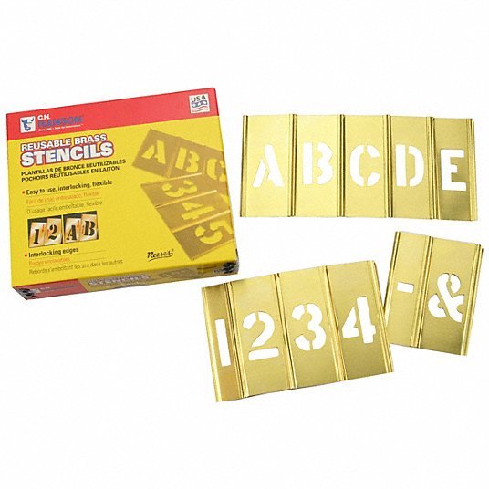 CH Hanson 10076 Stencil Kit 6 in Character Ht, Brass, Interlocking