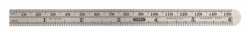 General Tools 305ME Flexible Steel Rule, 6 in / 150 mm