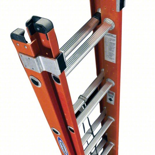 Werner D6224-2 Extension Ladder 24 ft Industry Ladder Size, 21 ft Extended Ladder Ht, D-Rung, 52 lb Net Wt