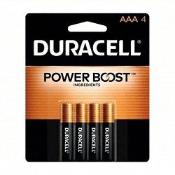 Duracell MN2400B4Z Battery, AAA, Premium, Alkaline, 1.5V DC, CopperTop, 4 PK