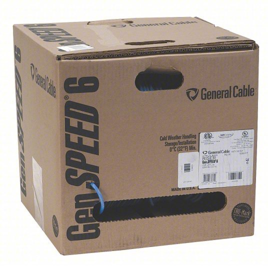 Genspeed 7133840 CAT 6 1,000 ft Cable Lg, 23 AWG, Riser, Blue, PVC, Std, 7133840, 6, Unshielded