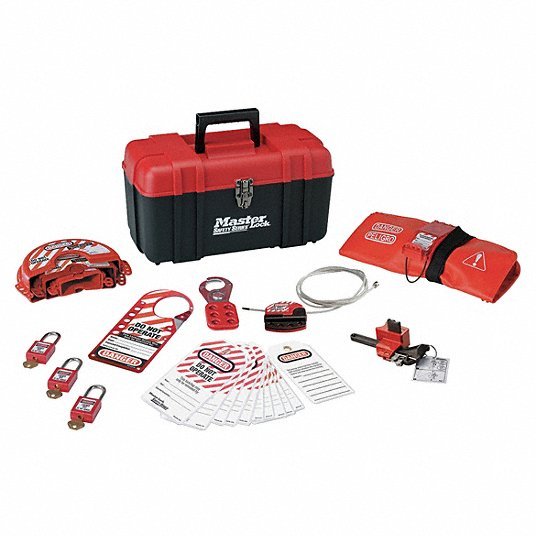 Master Lock 1457V410KA Portable Lockout Kit, Filled, Valve, 23