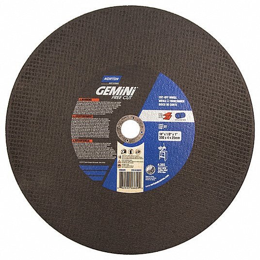 Norton 66253306609 CutOff Wheel, Gemini, 14"x1/8"x1", 4365rpm